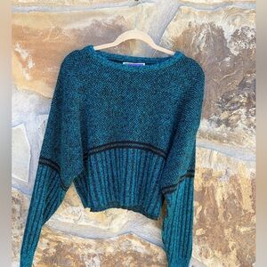 Vintage Space Dyed 80s Oversized Sweater Graphix Cropped Textured Sweater
